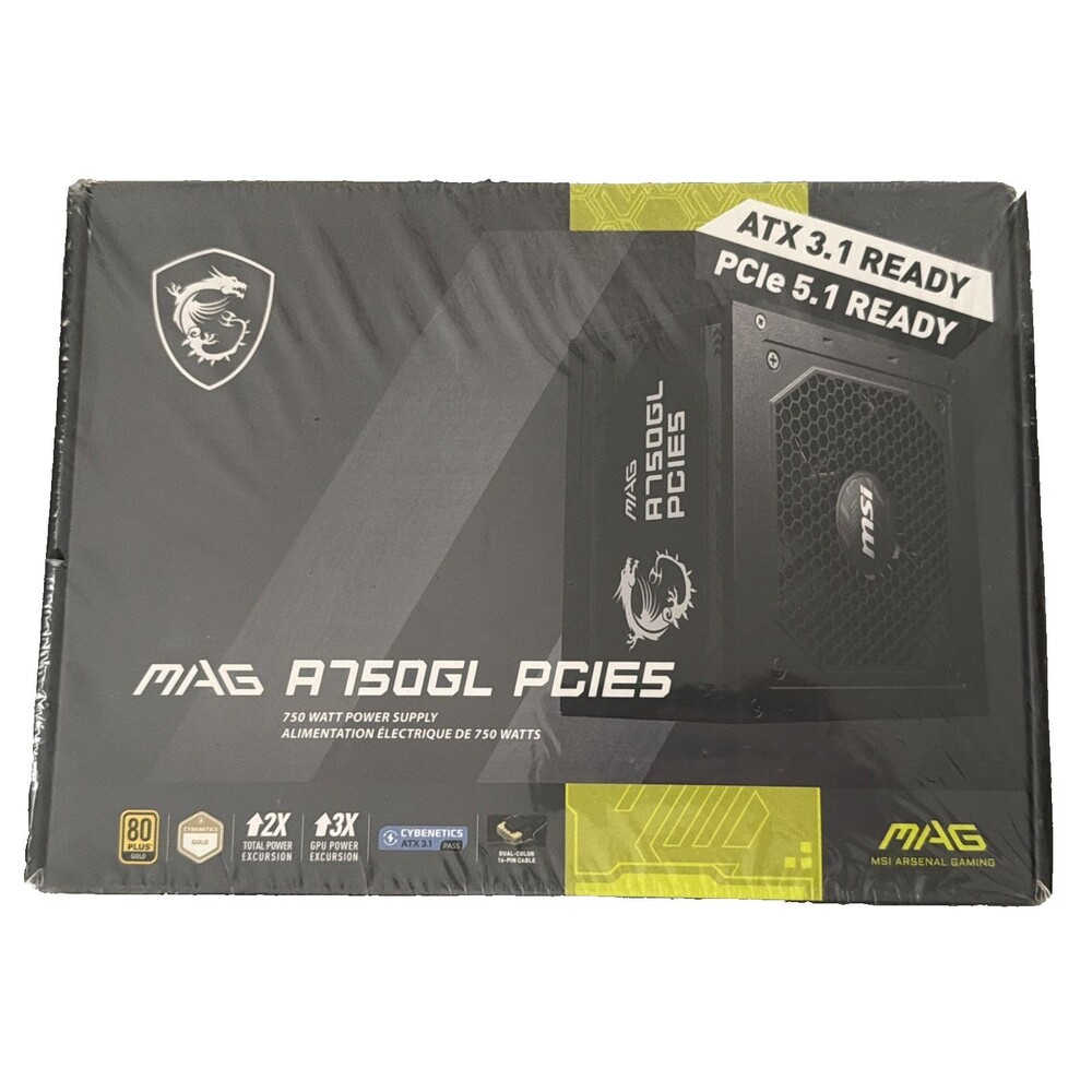 MSI - MAG A750GL PCIE5 750W ATX 3.1 Full Modular 80+ Gold Gaming Power Supply